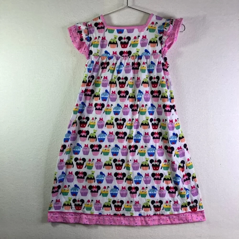 Disney Pajama Gown Girls 9/10 Character Cupcake PJ